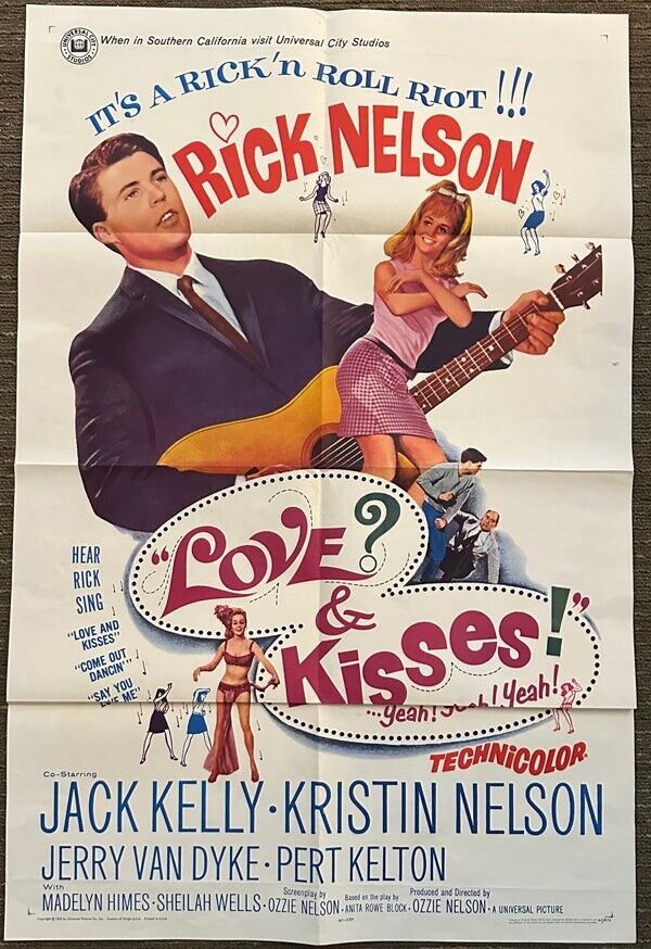 Love and Kisses 1965 Ricky Nelson & wife Kristin Original 27x41 Movie Poster