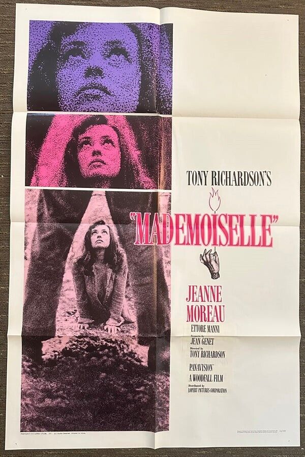 Mademoiselle 1966 Original 27x41 US one sheet Movie Poster Jeanne Moreau