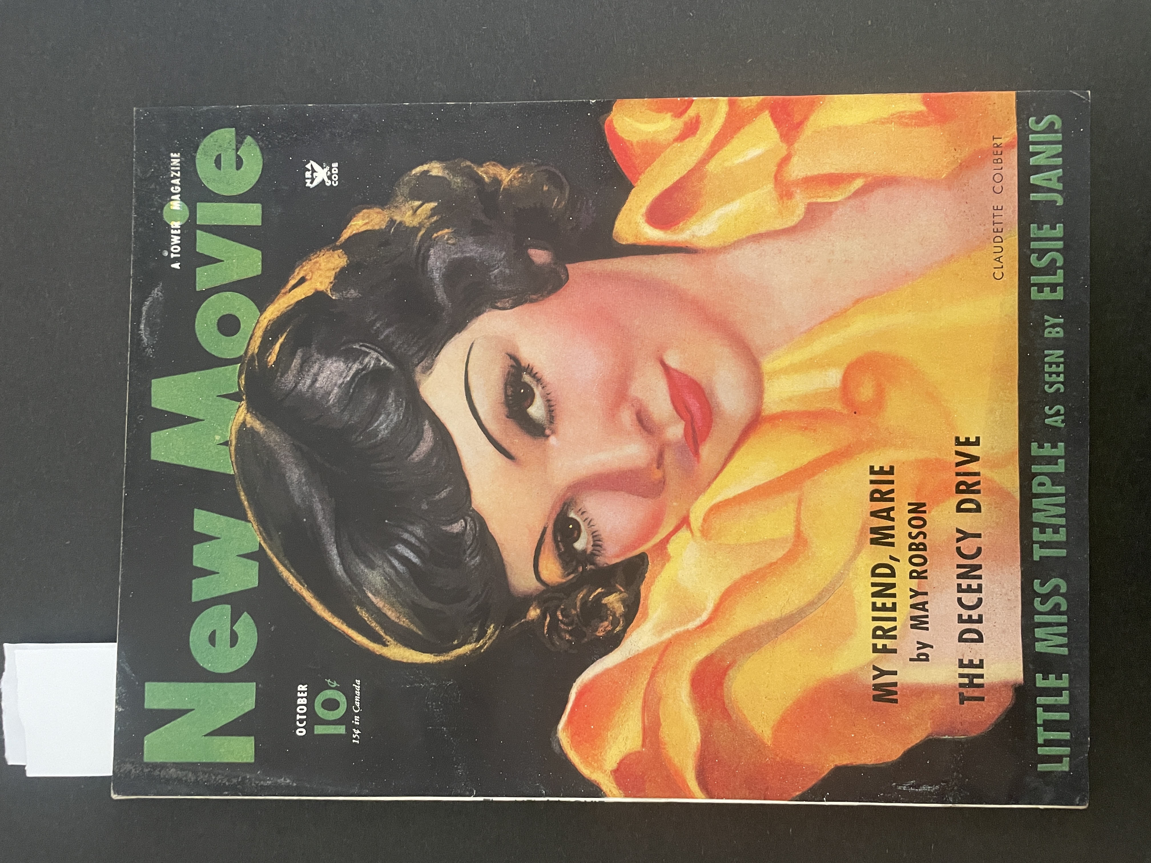 New Movie October 1934 Vintage Magazine Claudette Colbert Front Cover Art Complete Issue