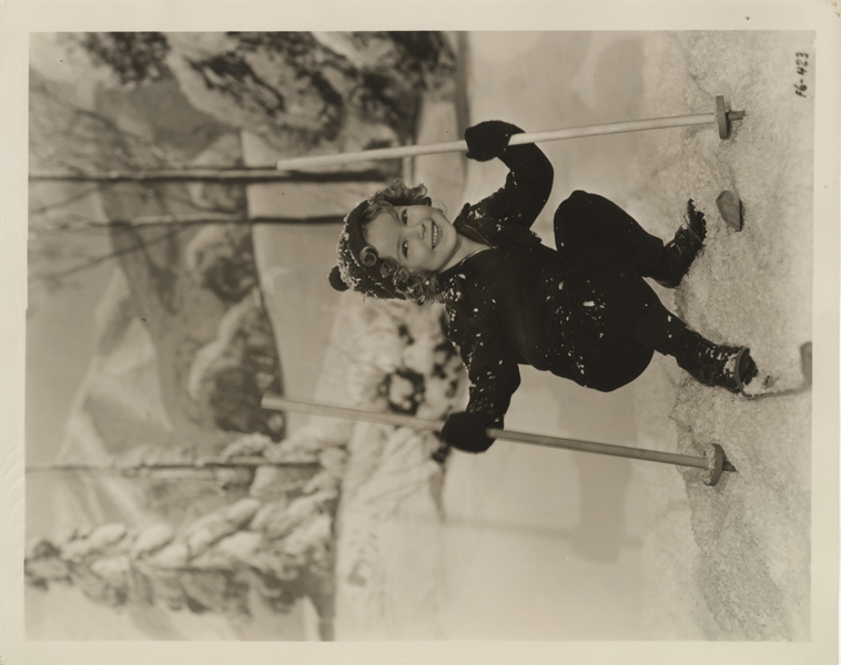 Shirley Temple Original 8x10 Photo Stamped Fox Pictures Holding Ski Poles Circa 1935